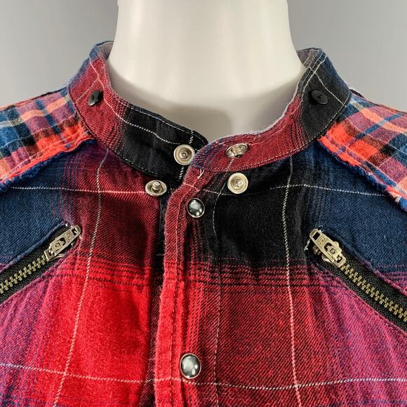 L.G.B Size 2 Red Blue Cotton Blend Plaid Shirt Dress - Picture 3 of 8
